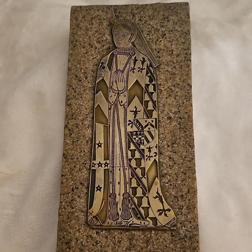 Vtg Lady Elizabeth Verney Monumental Brass Rubbing Etching Plate Plaque - Picture 2 of 6